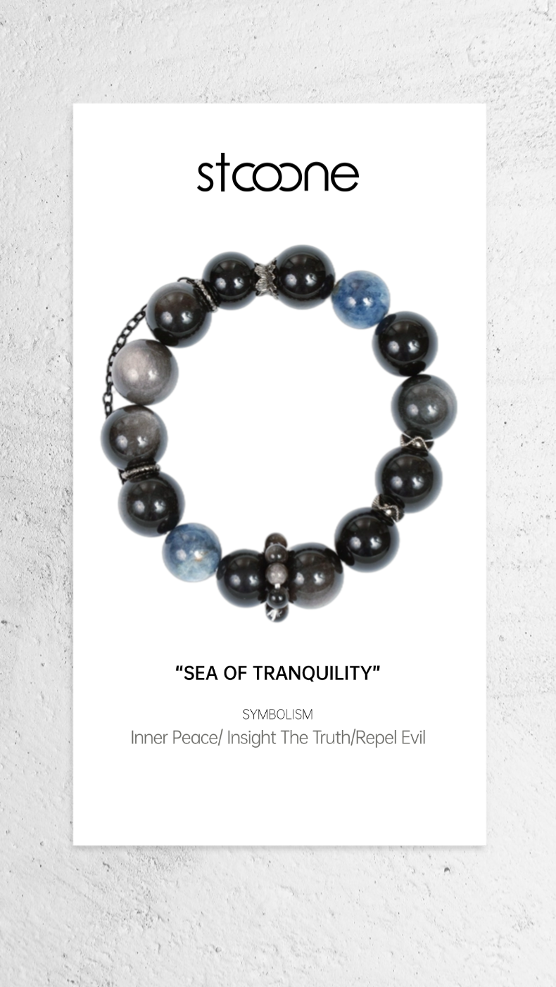 Kyanite/silver obsidian bracelet ORIGINAL DESIGN BRAND Natural/Unique/handmade Lucky Gift, Energy Balancing, Great, Trendy Accessories