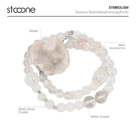 Geode & crystal bead bracelet ORIGINAL DESIGN BRAND Natural/Unique/handmade Lucky Charm, Energy Balancing, Great Gift, Trendy Accessories