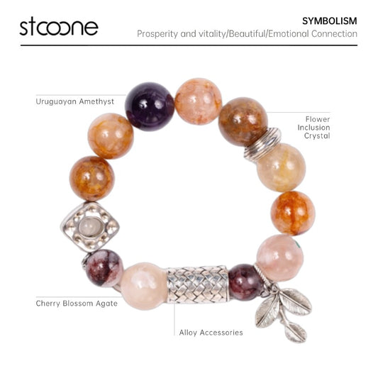 Flower Inclusion Crystal bracelet ORIGINAL DESIGN BRAND Natural/Unique/handmade Lucky Charm, Energy Balancing, Good Gift, Trendy Accessories