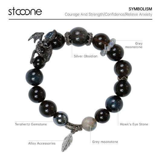 Obsidian crystal bead bracelet ORIGINAL DESIGN BRAND Natural/Unique/handmade Lucky Charm, Energy Balancing, Great Gift, Trendy Accessories