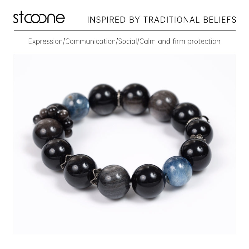 Kyanite/silver obsidian bracelet ORIGINAL DESIGN BRAND Natural/Unique/handmade Lucky Gift, Energy Balancing, Great, Trendy Accessories