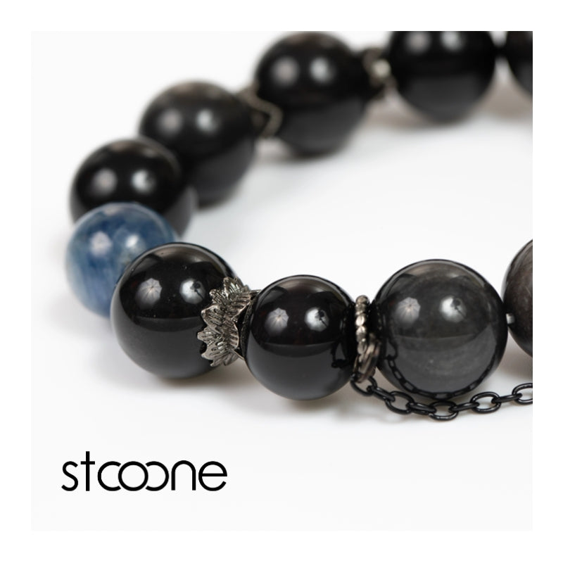Kyanite/silver obsidian bracelet ORIGINAL DESIGN BRAND Natural/Unique/handmade Lucky Gift, Energy Balancing, Great, Trendy Accessories