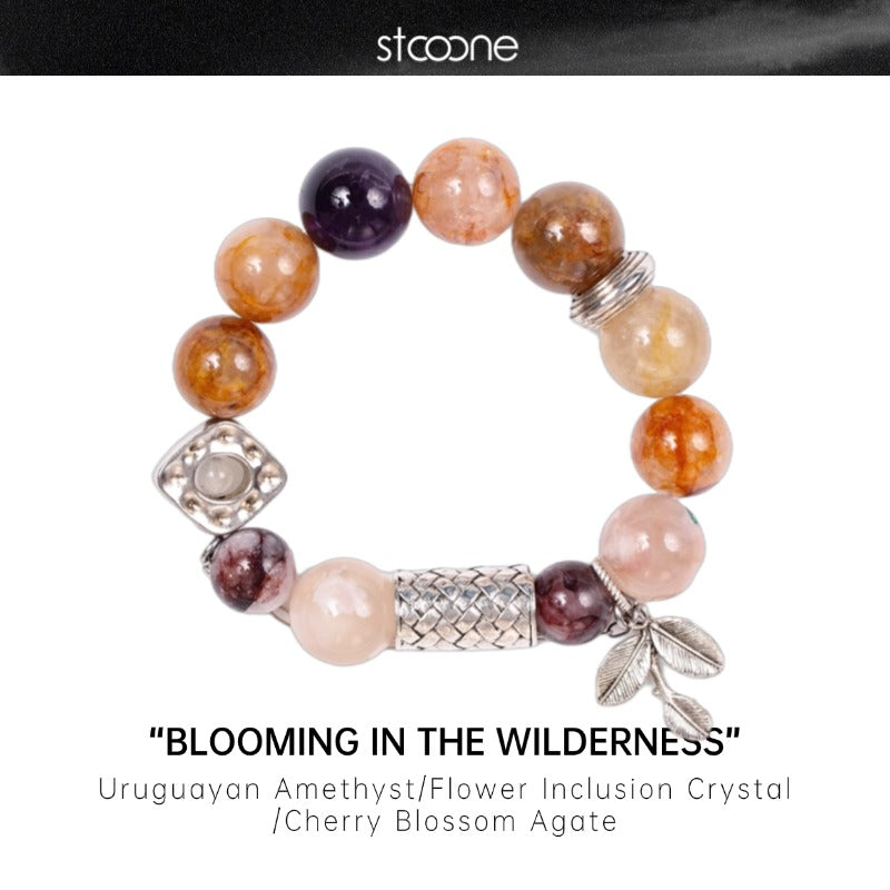 Flower Inclusion Crystal bracelet ORIGINAL DESIGN BRAND Natural/Unique/handmade Lucky Charm, Energy Balancing, Good Gift, Trendy Accessories