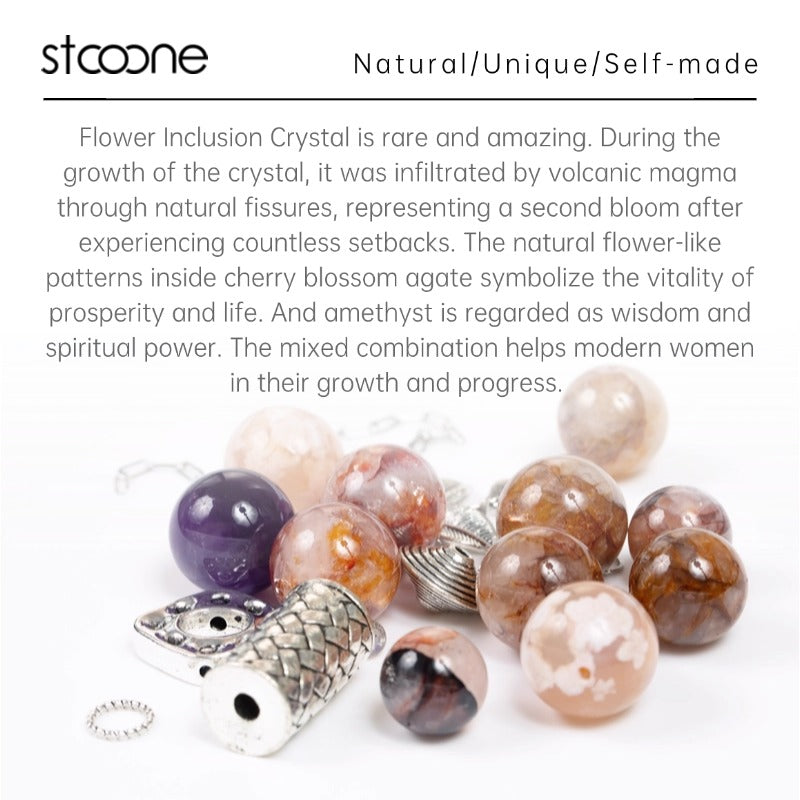 Flower Inclusion Crystal bracelet ORIGINAL DESIGN BRAND Natural/Unique/handmade Lucky Charm, Energy Balancing, Good Gift, Trendy Accessories
