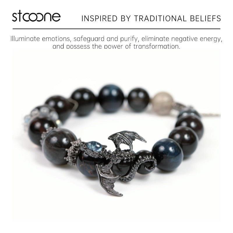 Obsidian crystal bead bracelet ORIGINAL DESIGN BRAND Natural/Unique/handmade Lucky Charm, Energy Balancing, Great Gift, Trendy Accessories