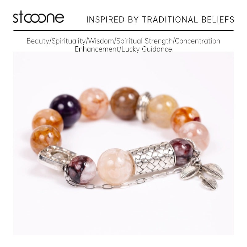 Flower Inclusion Crystal bracelet ORIGINAL DESIGN BRAND Natural/Unique/handmade Lucky Charm, Energy Balancing, Good Gift, Trendy Accessories