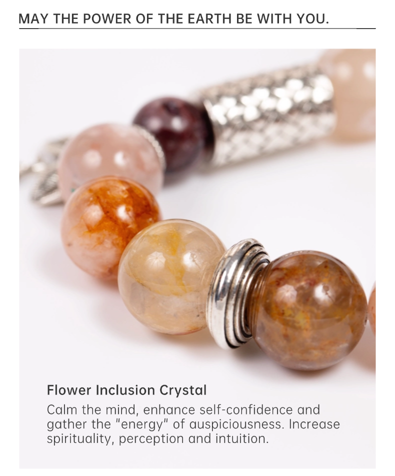 Flower Inclusion Crystal bracelet ORIGINAL DESIGN BRAND Natural/Unique/handmade Lucky Charm, Energy Balancing, Good Gift, Trendy Accessories
